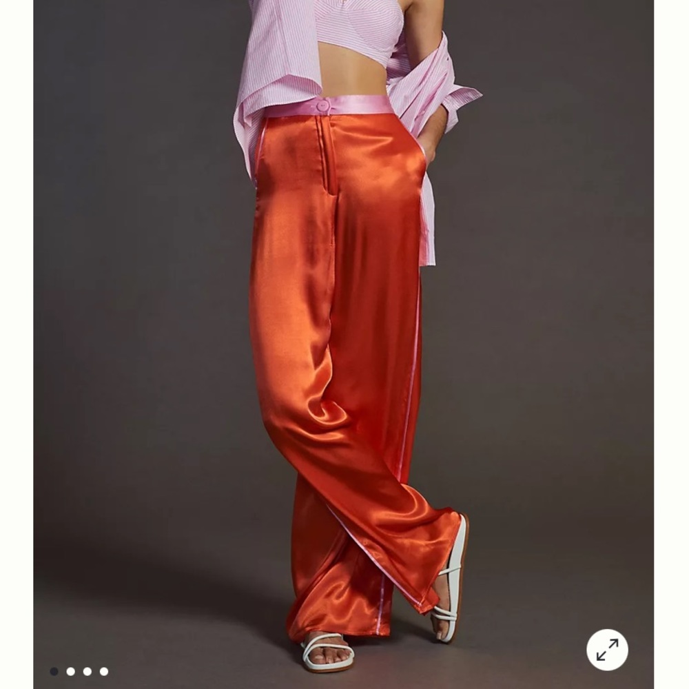 Corey Lynn Calter Sam Pant orange satin track stripe pants